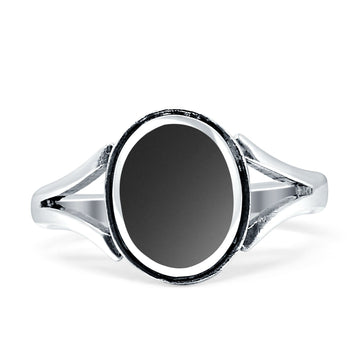 Oval Split Shank Oxidized Ring Black Onyx 925 Sterling Silver Wholesale